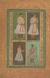 Quatro Retratos: superior esquerdo Um Raja Talvez Raja Sarang Rao, de Balchand..., ca. 1610-15