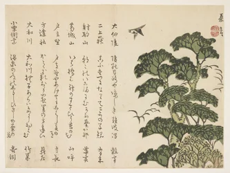 Grande árvore e pássaros, c.1830-44 (impressão woodblock de cor)