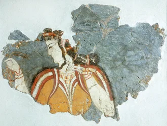 Senhora da Corte, fresco do Palácio de Micenas, Grécia, Civilização de Micenas