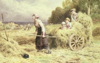 Hora do feno, c.1860 (aguarela e cor de corpo sobre papel)