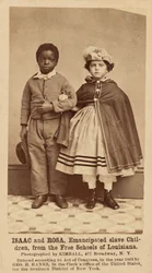 Isaac e Rosa, crianças escravas emancipadas, das escolas livres do Louisiana, 1863-1864 (foto)
