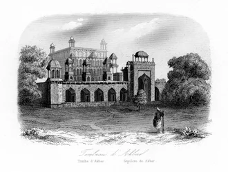 Túmulo de Akbar, o Grande, Sikandra, Índia, c1840.
