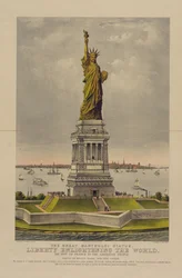 A Grande Estátua de Bartholdi, A Liberdade Iluminando o Mundo, O Presente da França ao Povo Americano, c.1885 (cromolitografia)