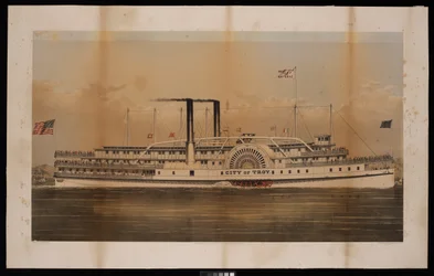 Paddle Steamer City of Troy Citizens Line Troy and Saratoga (litografia, a cores)