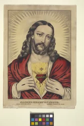 Sagrado Coração de Jesus (litografia colorida à mão)