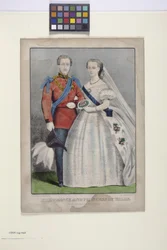 O Príncipe e a Princesa de Gales (litografia colorida à mão)