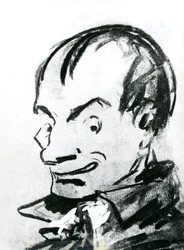 Caricatura de Charles Baudelaire (1821-67) (lápis sobre papel) (foto a p/b)