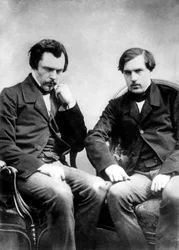 os escritores franceses irmãos Edmond e Jules de Goncourt c. 1855 foto de Nadar