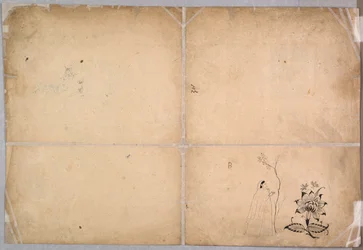 Dois elefantes brigando em um pátio antes de Muhammad Shah, c. 1730-40.