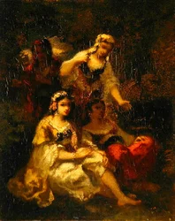 Quatro donzelas espanholas, c.1844-60 (óleo sobre painel)