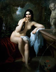 Ninfa no banho, pintura de Natale Schiavoni (1777-1858), óleo sobre tela, cm 153,5x120, Itália