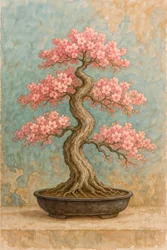 Bonsai de cerejeira em flor