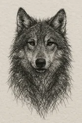 Desenho detalhado de um lobo