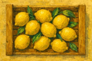 Limões frescos numa caixa