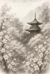 Flores de cerejeira-pagode japonesa