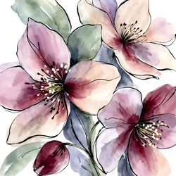 Flores em aquarela rosa