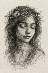 Retrato floral sereno
