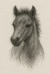 Retrato de um potro peludo