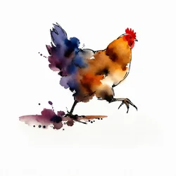 Galinha em aquarela vibrante