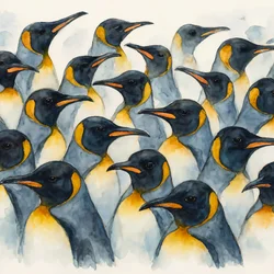 Pinguins-imperadores em aguarela