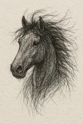 Esboço de um cavalo selvagem