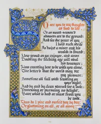 Página de canções e sonetos de Shakespeare com iluminura