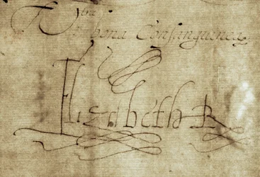 Assinatura Elizabeth R para a Rainha Isabel I