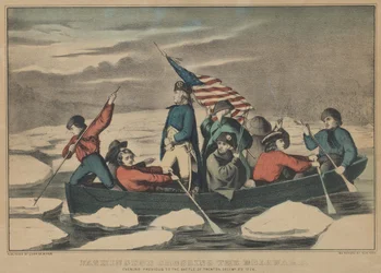 Washington cruzando o Delaware - noite anterior à batalha de Trenton, dezembro ..., 1857-71. Criadores: Nathaniel Currier, James Merritt Ives, Currier e Ives.