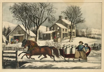 Manhã de inverno no campo, 1873., 1873. Criadores: Nathaniel Currier, James Merritt Ives, Currier e Ives.