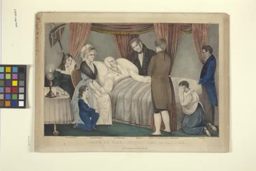 Morte de Washington (litografia colorida à mão)