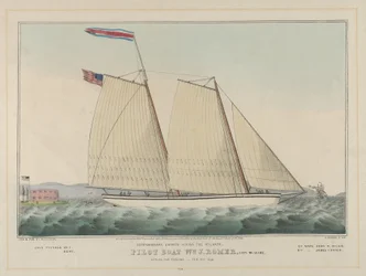 Pilot Boat William J. Romer, Capitão McGuire, Partida para Inglaterra 9 de Fevereiro de 1846 (litografia colorida à mão)