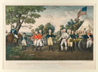 Rendição do general Burgoyne em Saratoga, N.Y., 17 de out. de 1777, a partir da pintura original do coronel Trumbull no Capitólio de Washington