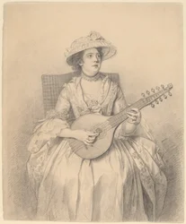 Mulher tocando um Cittern
