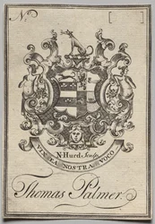 Bookplate: Brasão de armas com Thomas Palmer inscrito