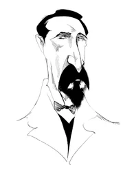 Alexander Borodin, compositor russo, caricatura p/b, 2010 de Neale Osborne