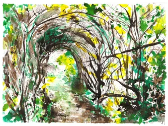 Arbour archway, 2025 (tintas e tinta acrílica sobre papel de aguarela)