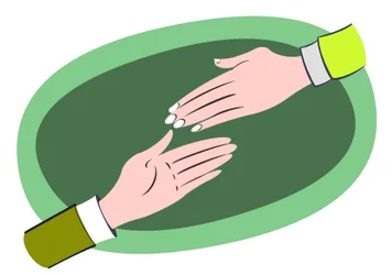 Ajudando as mãos - ilustração de alegoria de negócios