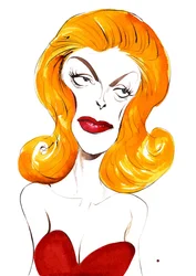 Julie London Cantora e atriz americana (1926-2000); caricatura colorida, 2015