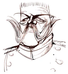 Paul von Hindenburg - nascido na Polônia, general alemão e presidente (1847-1934); caricatura