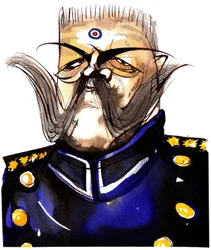 Paul von Hindenburg - nascido na Polônia, general alemão e presidente (1847-1934); caricatura de cores