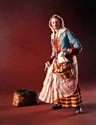 Pastora, da creche de Natal e árvore (terracota e pano)