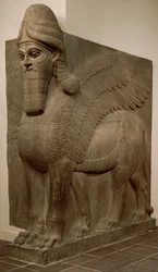 Leão alado com cabeça humana, lamassu, c. 883-859 a.C.