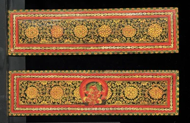 Capas de livro de um manuscrito de Shaiva (wc opaca na madeira)