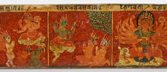Detalhe de uma capa do manuscrito Devimahatmya (wc opaco sobre madeira)