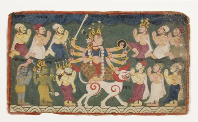 Mahalakshmi montando seu leão, da Devimahatmya, c.1750 (wc opaca no papel)