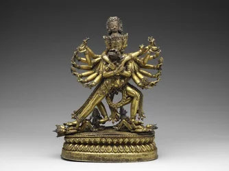 Shastradhara (Portador de Arma) Hevajra, c. 1531 (cobre dourado e pigmento)
