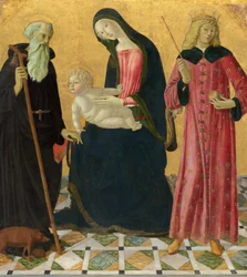 Madona e Menino com Santo António Abade e São Segismundo, c.1490-1495 (têmpera sobre painel)
