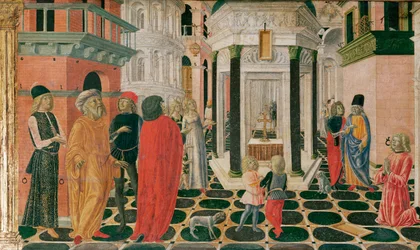 Cena da vida de São Bernardino (têmpera sobre madeira)