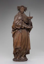 Candelabro de suporte de anjo, c.1480-1500 (carvalho)