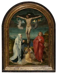Calvário: Cristo na Cruz entre a Virgem Santa e São João (óleo sobre painel)